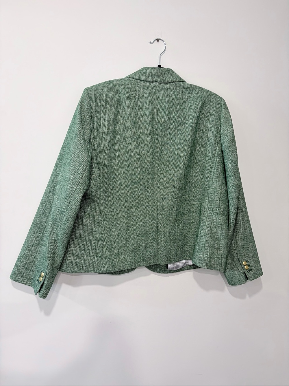 J. Crew Green Herringbone Schoolboy Blazer Wool Blend Womens Size 20 - Picture 2 of 15